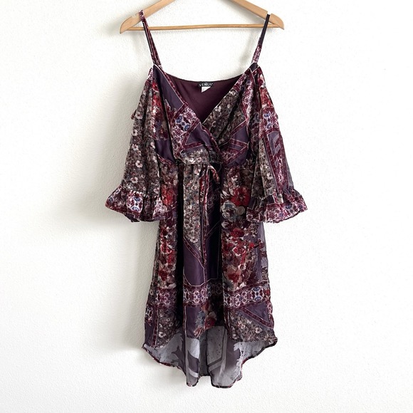 Purple Velvet Burnout Mini Dress Womens Small Whimsigoth Dark Fairy Gothic Vamp - Picture 1 of 12